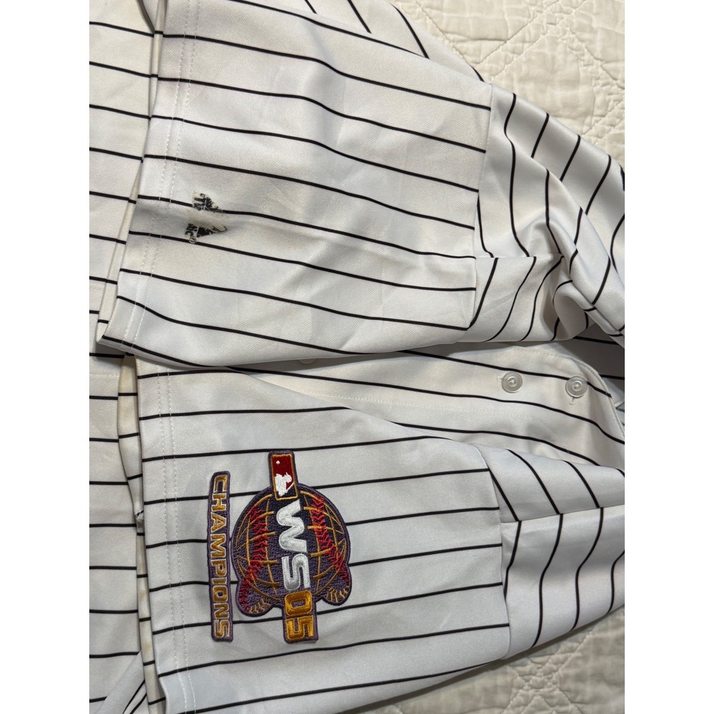 Majestic Chicago white Sox Jersey Mens XL Konerko 2005 World Series Pinstripe - Picture 7 of 15